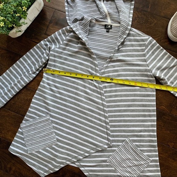 Cable and Gauge Striped Hooded Sweater Grey/White - Picture 6 of 7